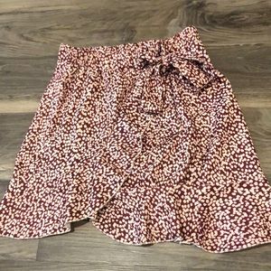 Ruffled tie front skirt